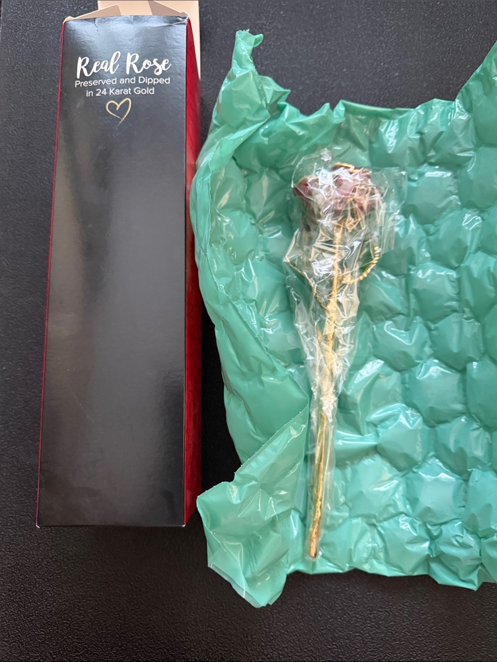 24K Gold-Dipped Preserved Rose - Red and Gold